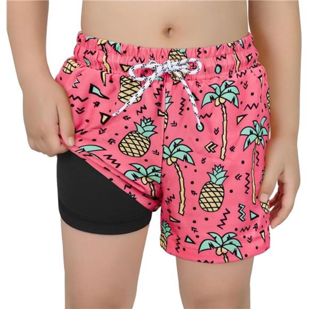Boys‎ Swim Trunks with Boxer Brief Liner Boys Swimwear Quick Dry for Summer